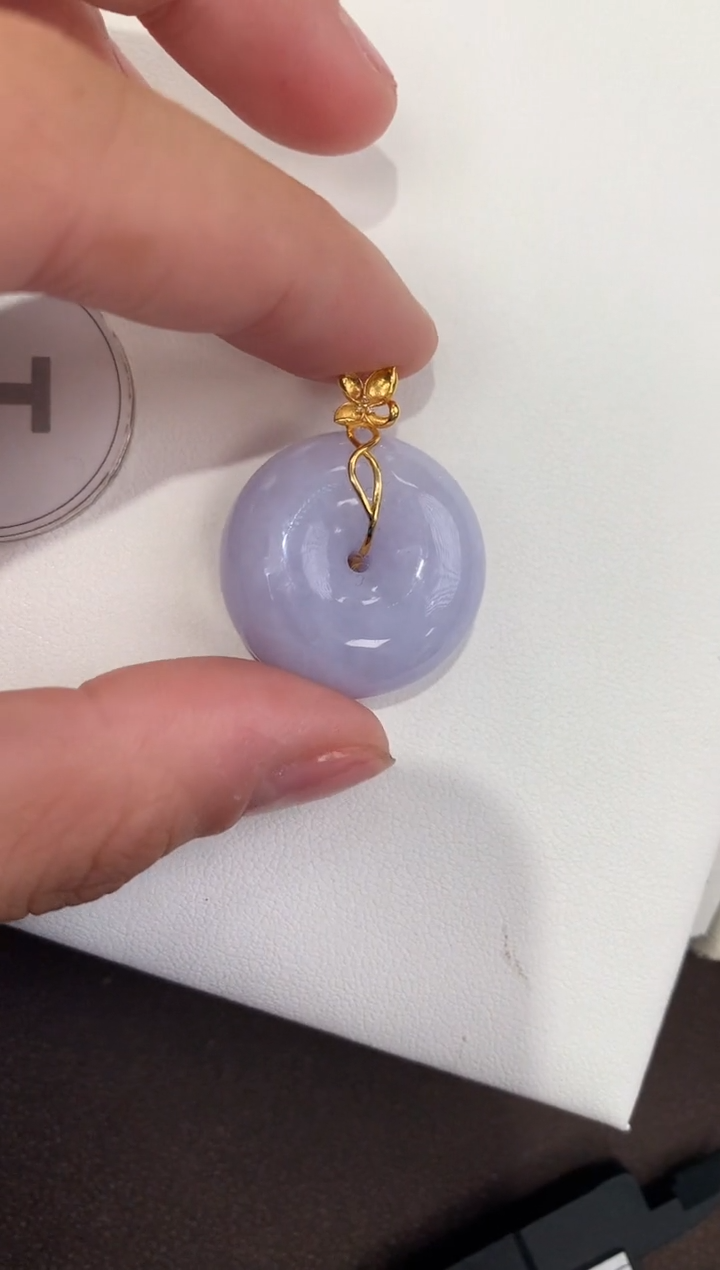 颈饰18K金镶嵌翡翠天然缅甸a货翡翠