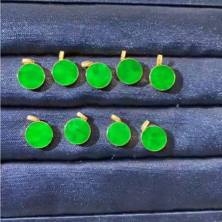 玥集珠宝 18K金 翡翠圆牌吊坠（不含链） 多样性发货一件 HC