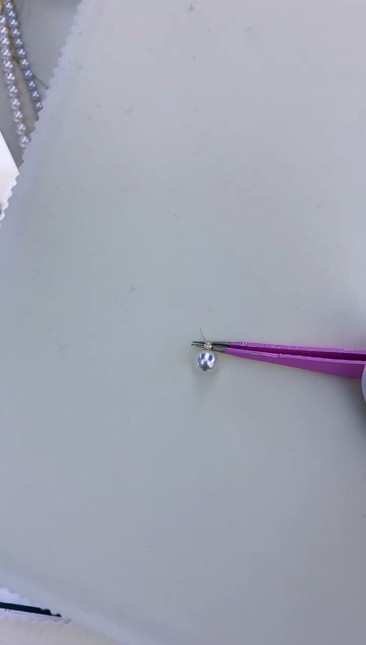 18K金镶嵌饰品海水珍珠7.5-8钻石王妃吊坠赠银链