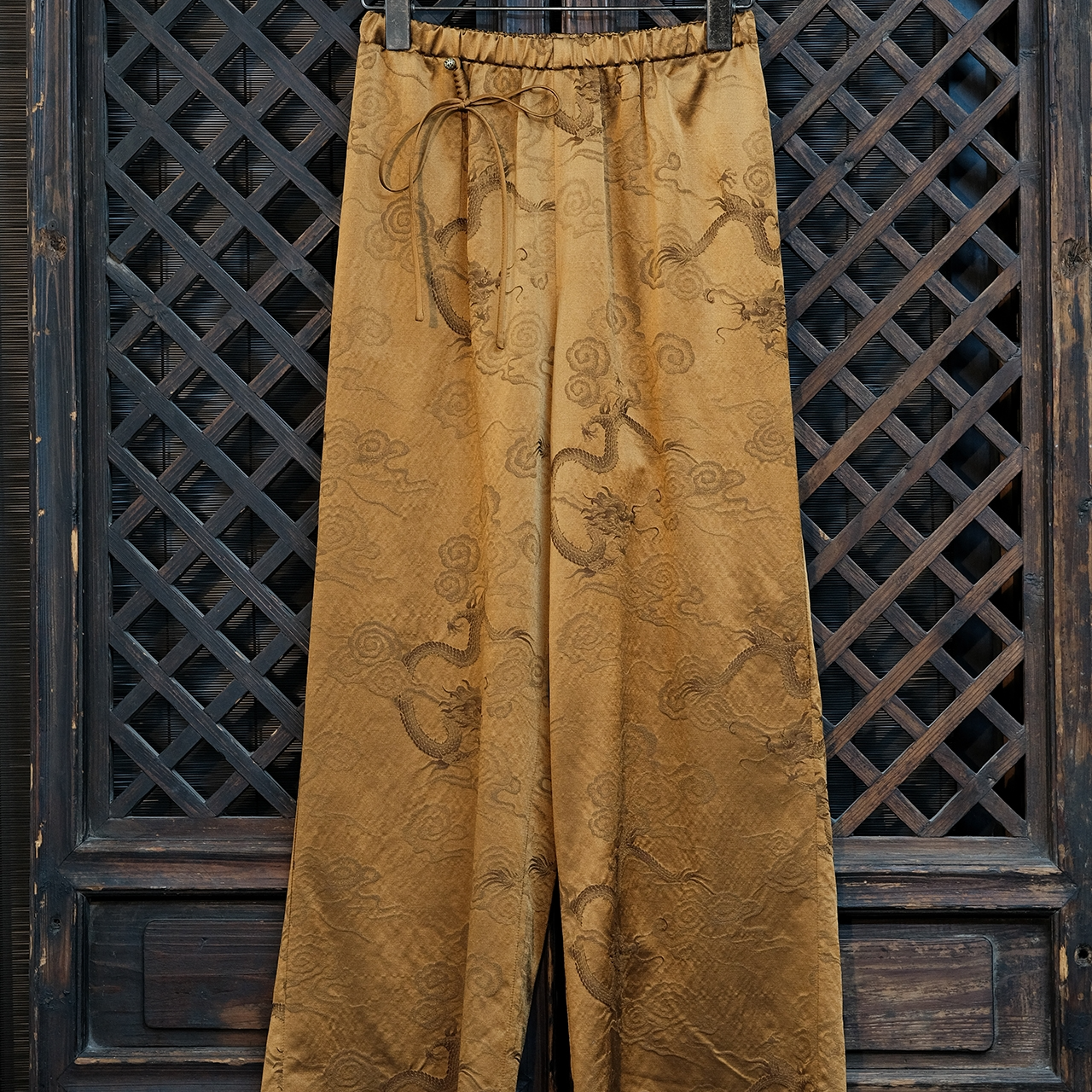 盛唐牡丹龙纹丝毛中式国风直筒裤（不支持七天无理由）