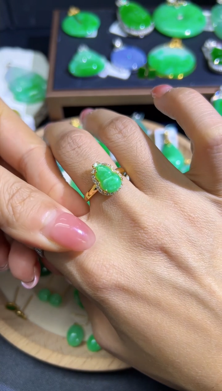 【闪购商品】翡翠戒指银S925镶嵌Q缅料A货翡翠/支持复检/一件