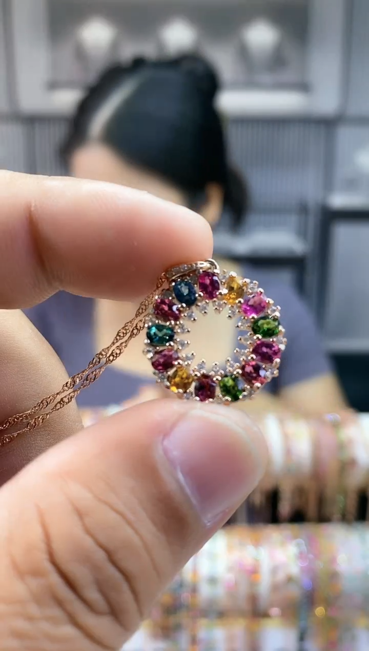 银S925镶嵌吊坠碧玺35434354354354