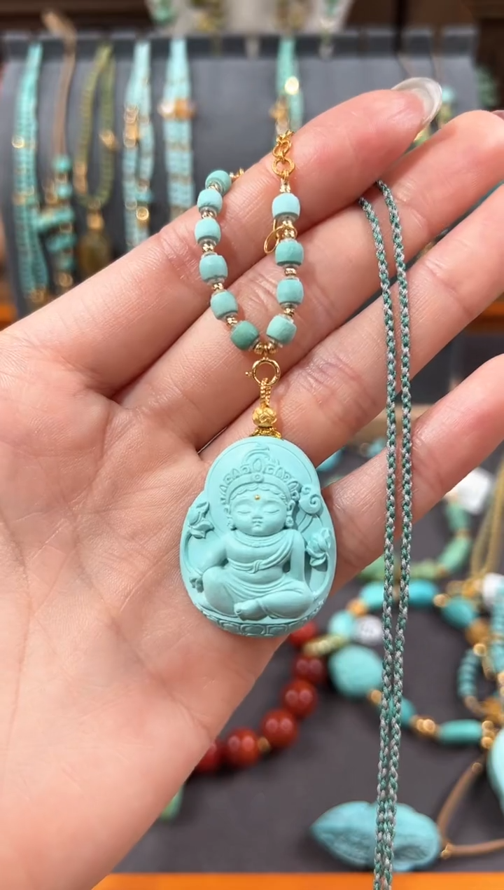 【闪购商品】绿松石颈饰18K金镶嵌绿松石项链