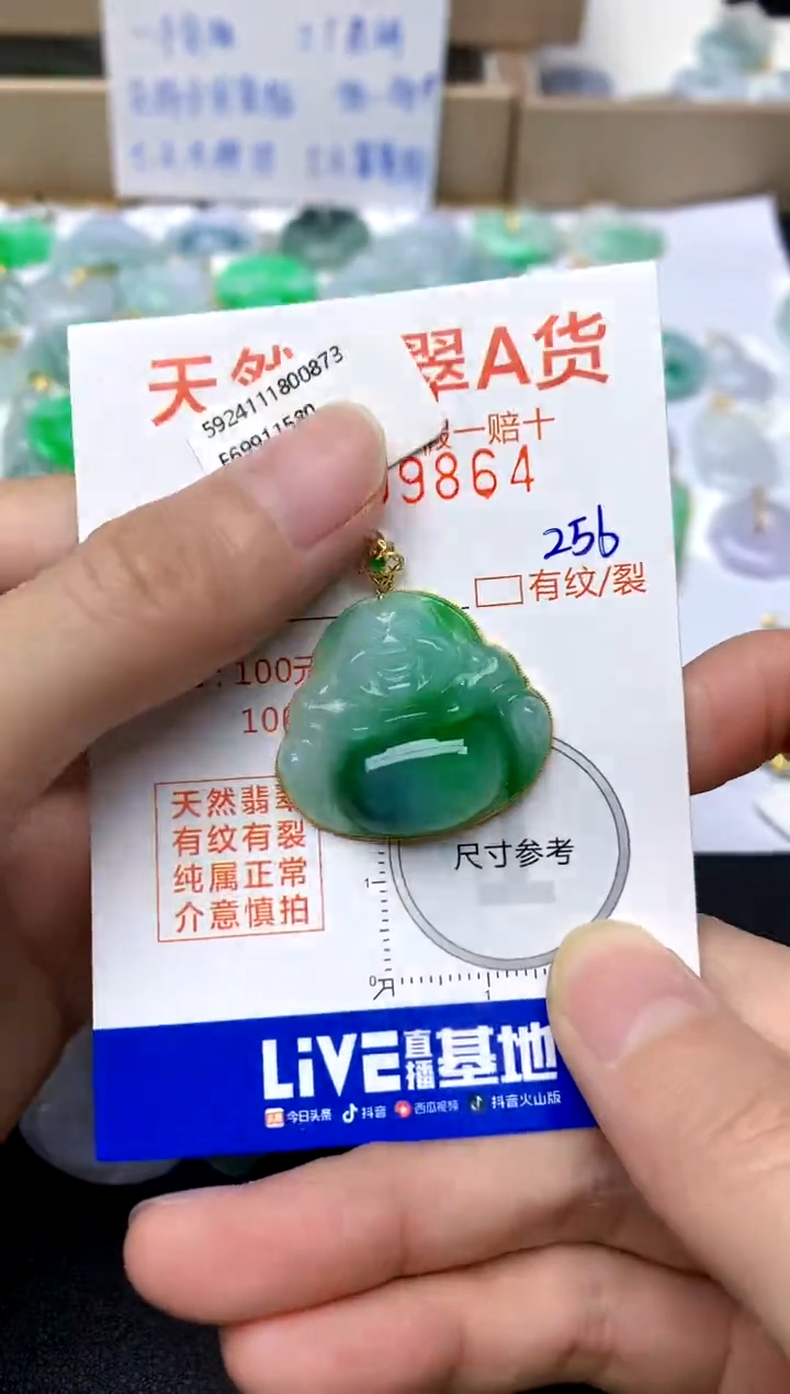 【闪购商品】翡翠颈饰18K金镶嵌256天然A货翡翠