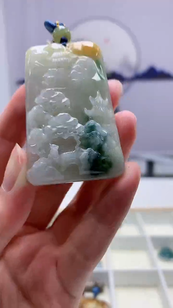 【闪购商品】定制翡翠未镶嵌5028zm-毛货挂件山水162