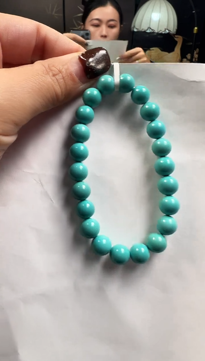 未镶嵌绿松石手串卡8+湖水蓝
