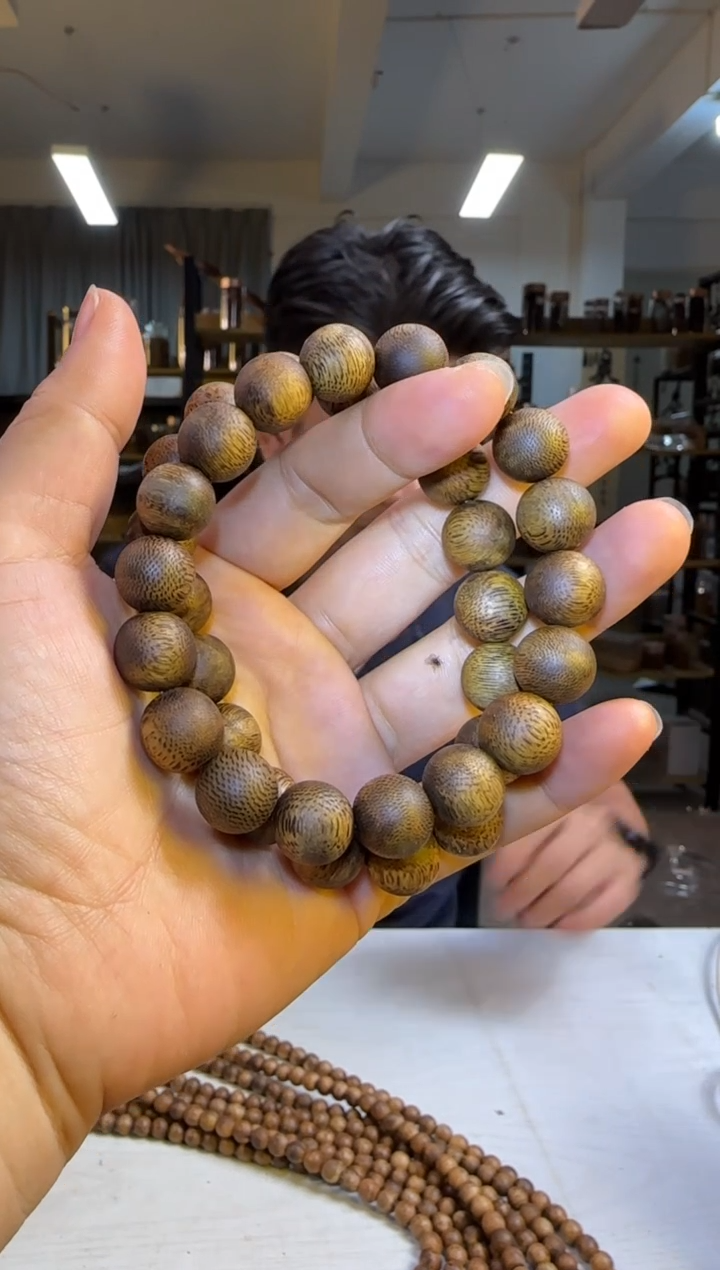 沉香手串99沉海南老白棋正圆珠13mm13g+多样性发1