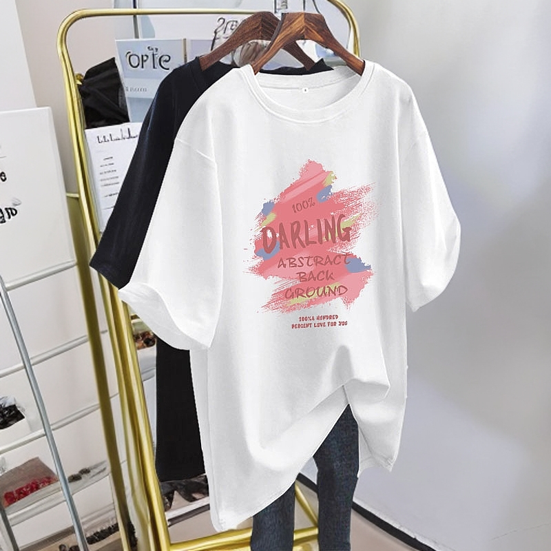 中长款大版遮屁股纯棉短袖t恤女2025夏季新款爆款韩版打底衫上衣