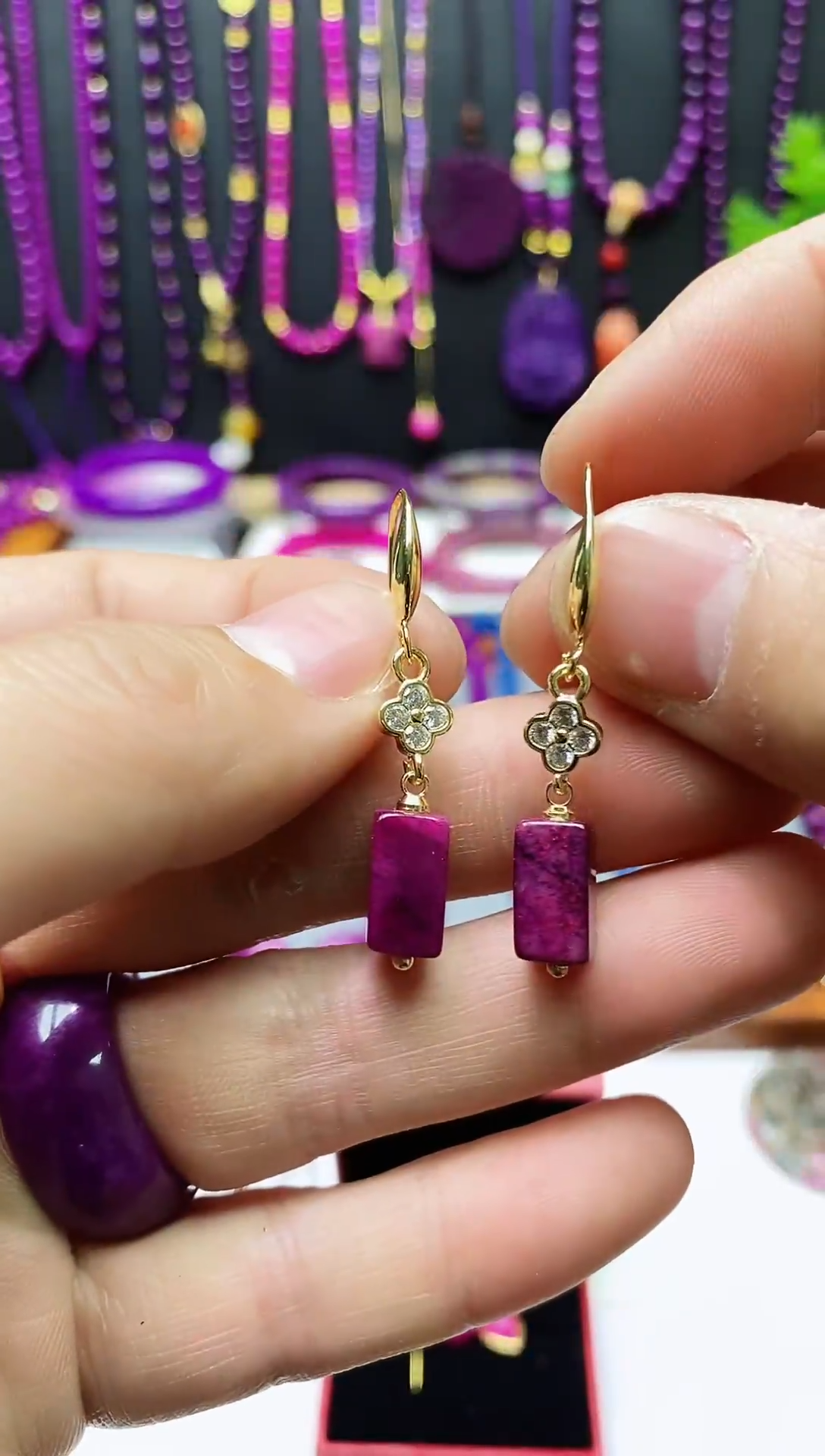 【闪购商品】苏纪石（舒俱来）耳钉未镶嵌长方形耳勾