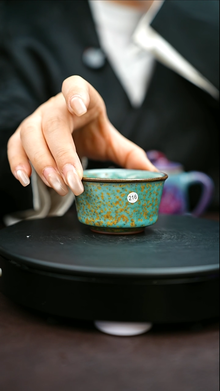 216#原矿钧瓷炉钧釉直口杯