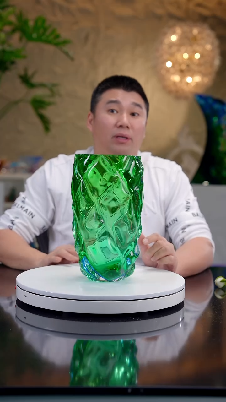 手工艺品琉璃蓝绿色设计款花器