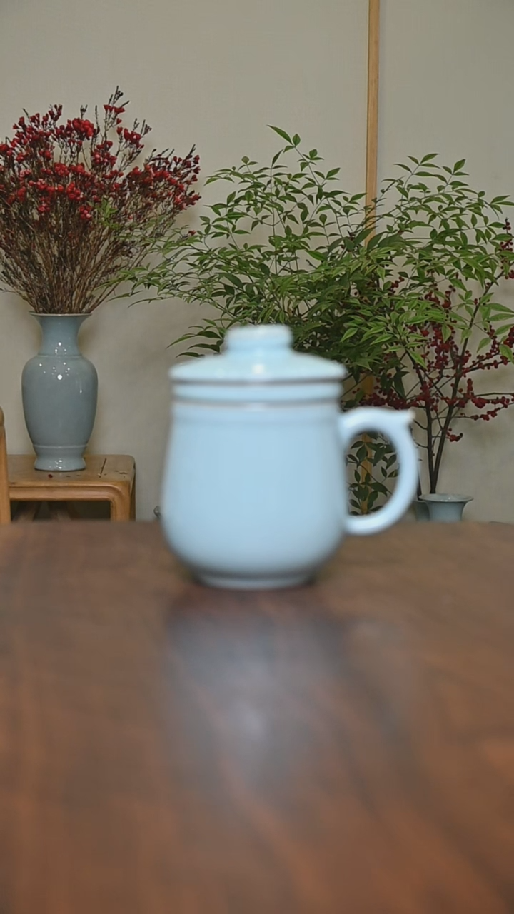 【闪购商品】其他#微瑕天青釉无款茶水分离杯280毫升