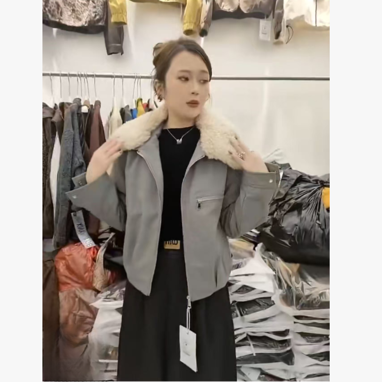 2025冬季新款韩版时尚加厚保暖洗水棉棉服外套#080【衣长56】配毛领