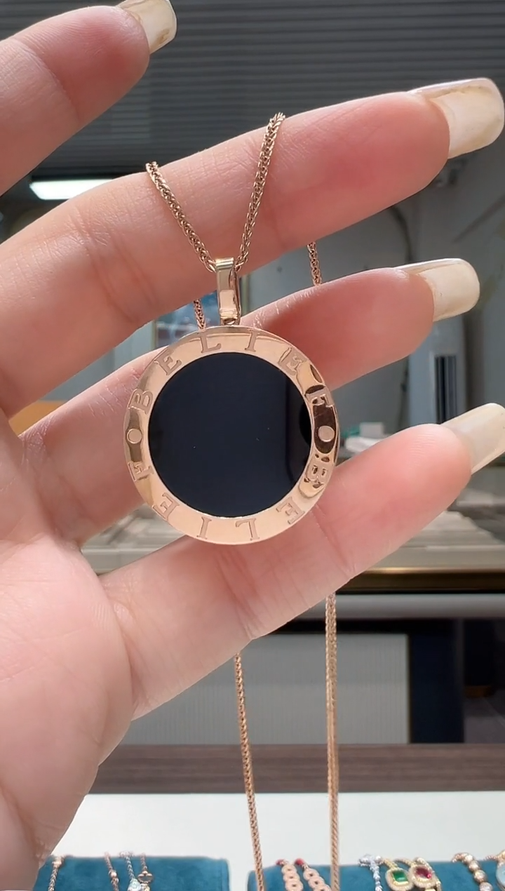 【闪购商品】玛瑙/玉髓吊坠(不含链)18K金镶嵌双面黑红大饼吊坠