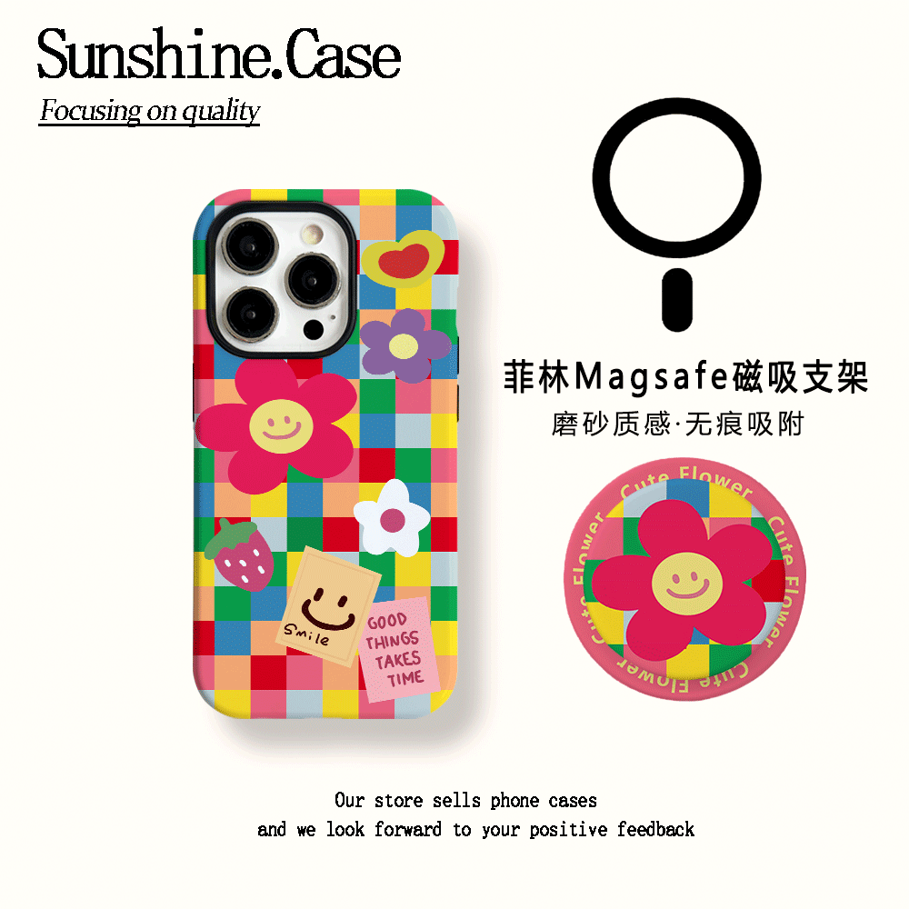 【磁吸菲林二合一】彩格花朵适用苹果16PROMAX/15/14防摔手机壳