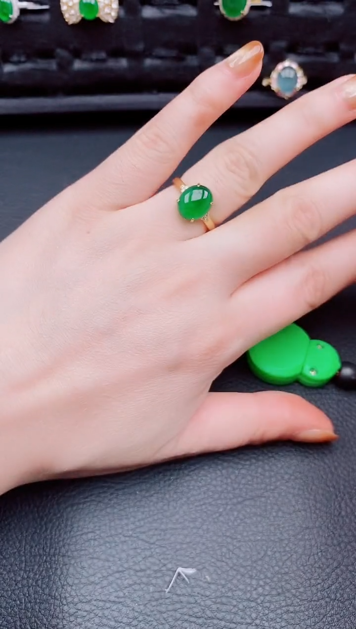 【闪购商品】翡翠戒指银S925镶嵌天然a货翡翠144