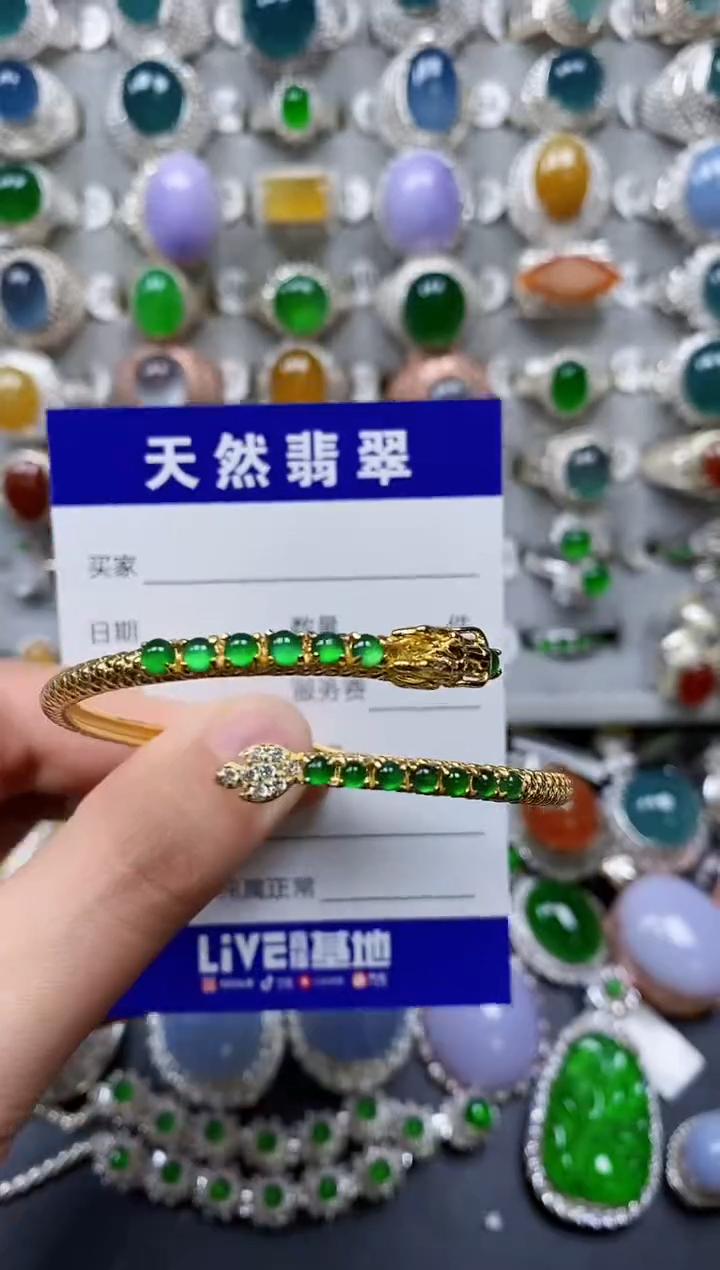 【闪购商品】翡翠手镯银S925镶嵌0156