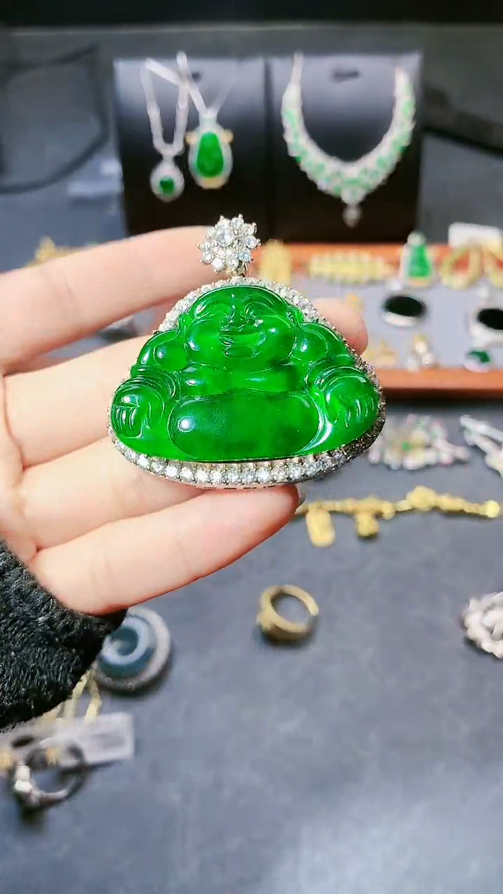 【闪购商品】翡翠吊坠(赠链)银S925镶嵌吊坠