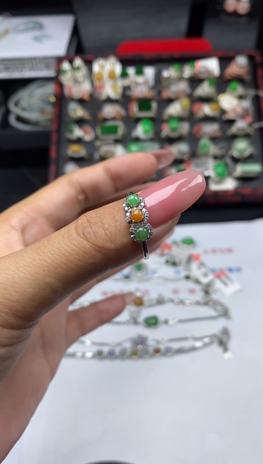 银S925镶嵌戒指翡翠1