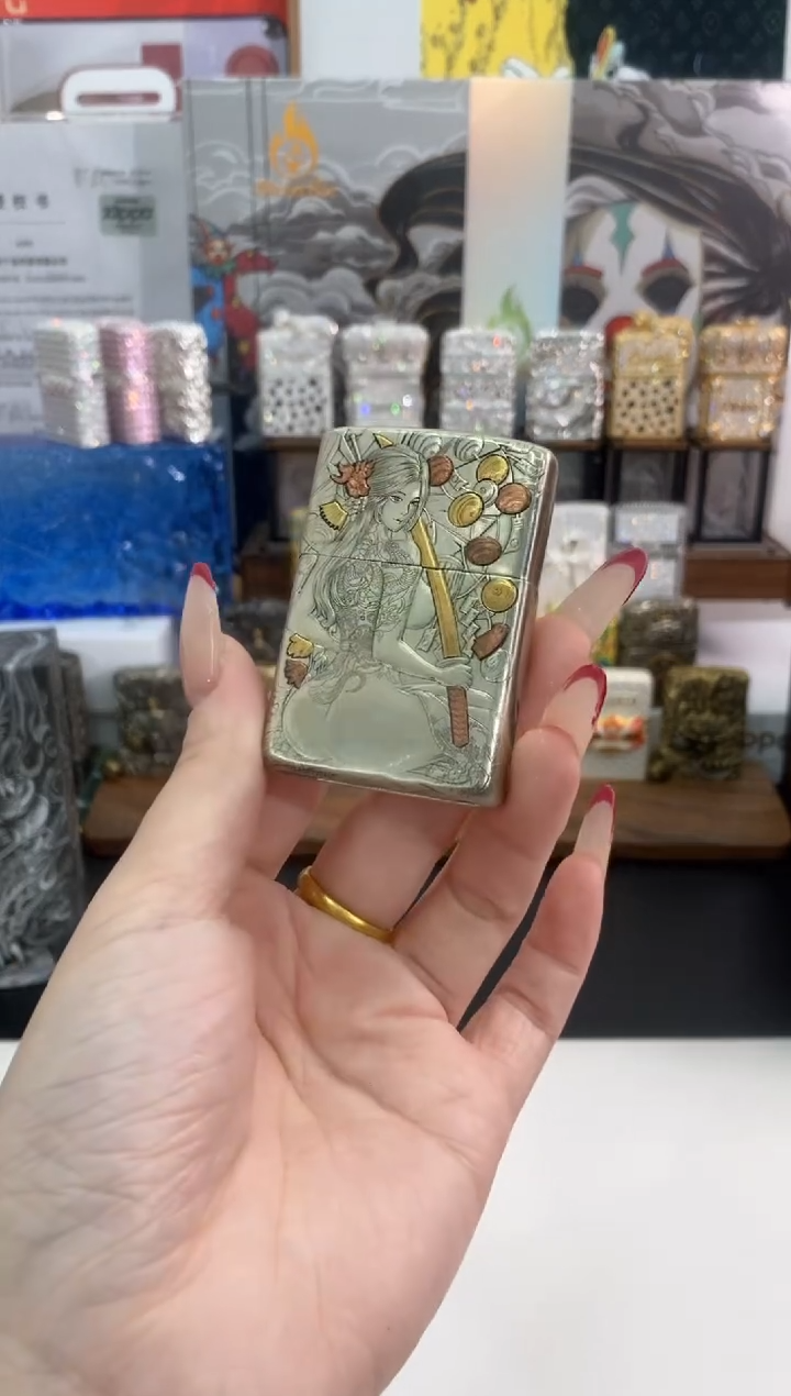 镜面ZIPPO白铜刀女