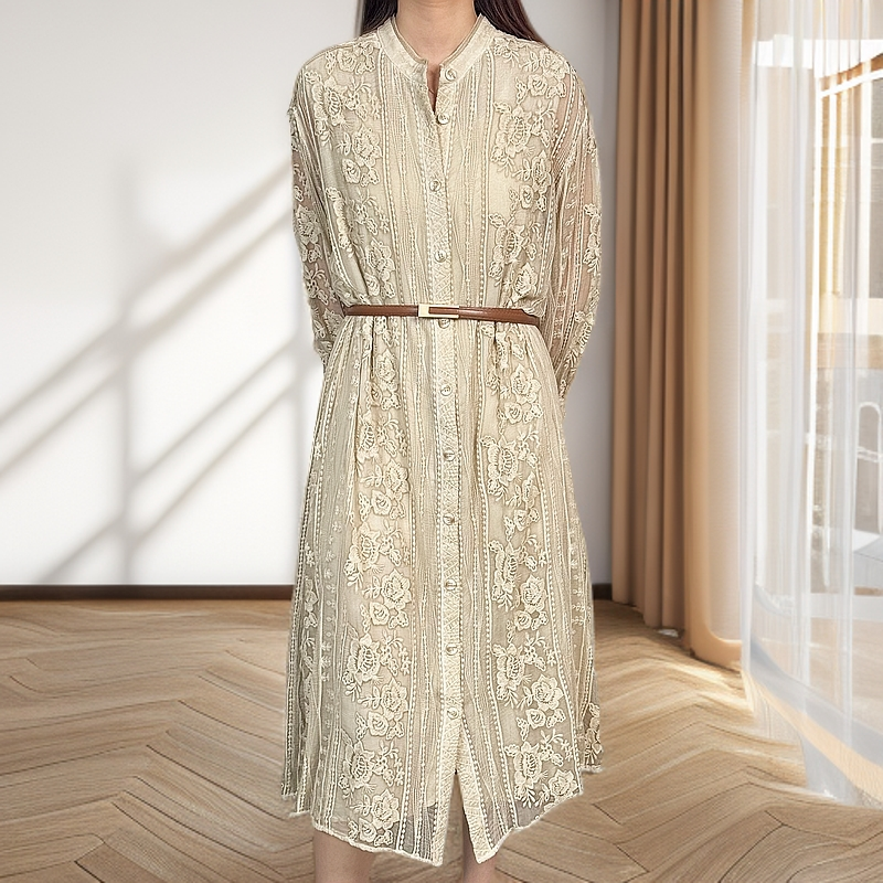 【蚕丝高定】设计师高定桑蚕丝真丝连衣裙 E8006