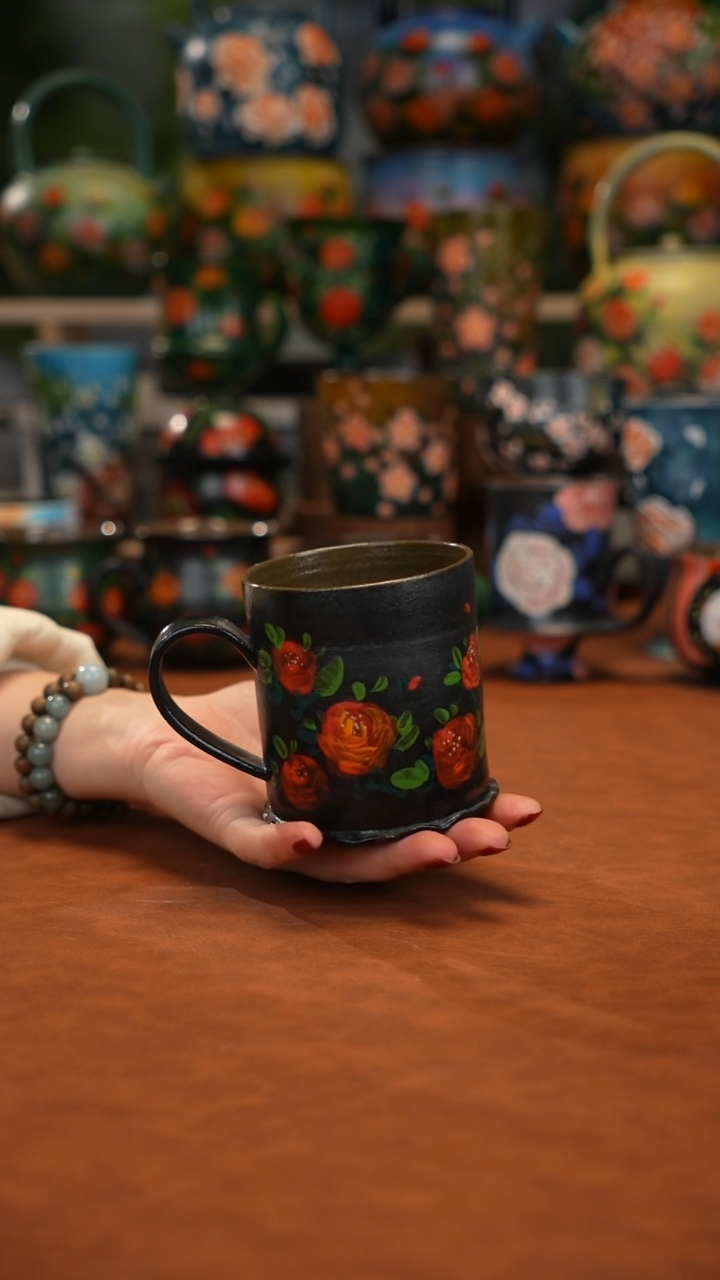 紫砂油画手绘釉下彩