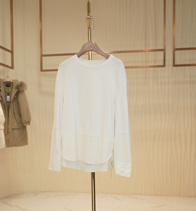 C071 C系列时尚拼接款百搭白上衣女 36199