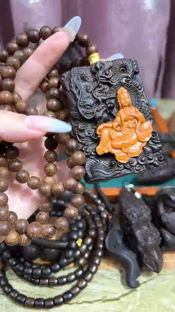 【闪购商品】贡木黄杨木镶嵌御龙观音赠送108颗39.99
