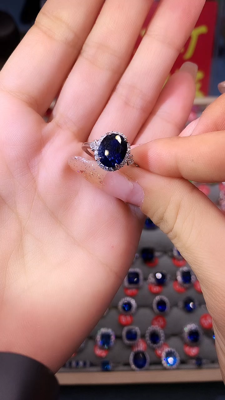 【闪购商品】蓝宝石戒指银S925镶嵌111111