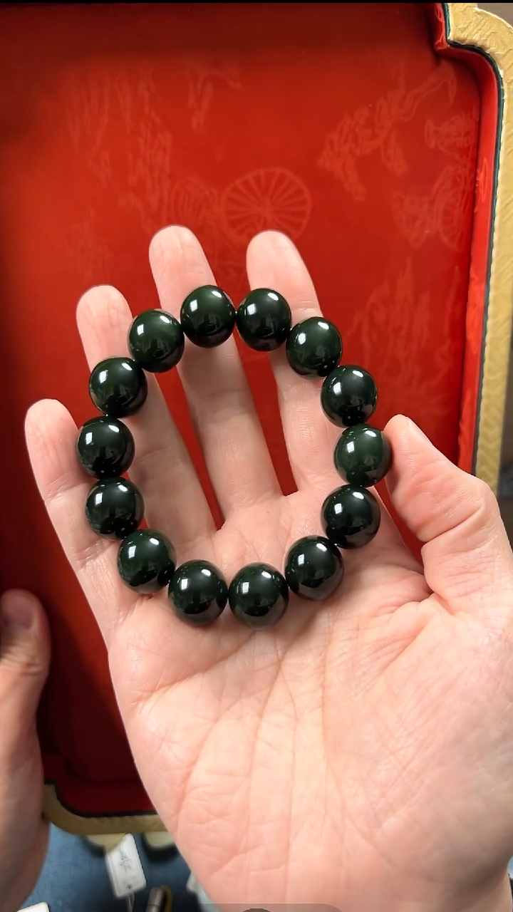 未镶嵌和田玉挂件新疆戈壁料碧玉16mm手串