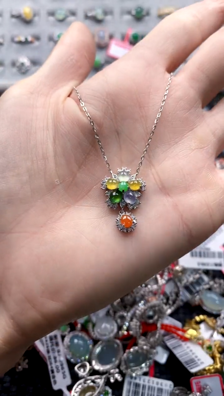 翡翠戒指银S925镶嵌33333---8