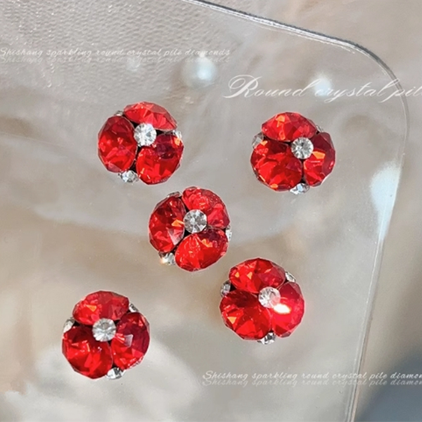  【0504】美甲饰品2颗K9-33切水晶多切面堆钻红色，满30包邮