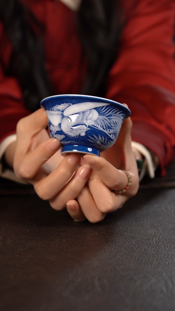 【闪购商品】杯初蓝舍洒蓝凤凰压手杯