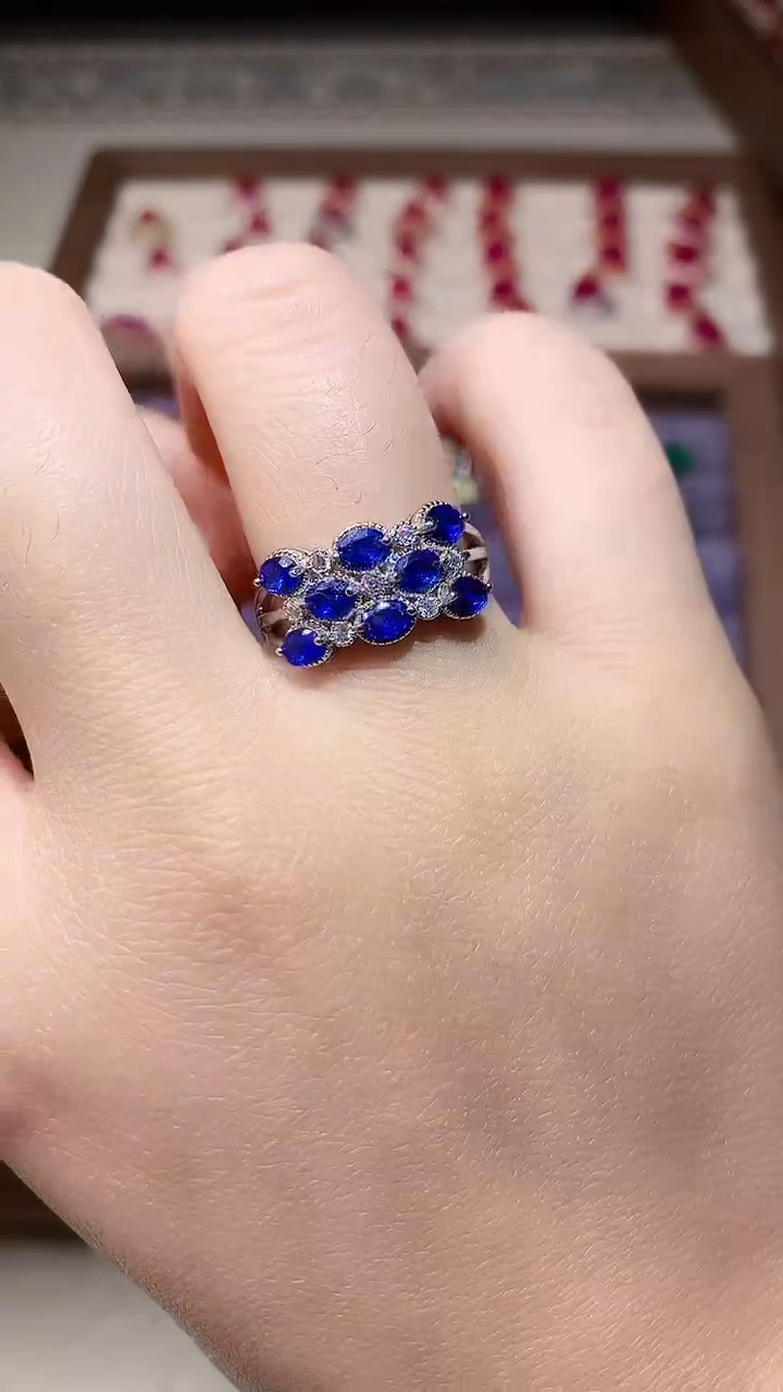 【闪购商品】蓝宝石戒指银S925镶嵌000