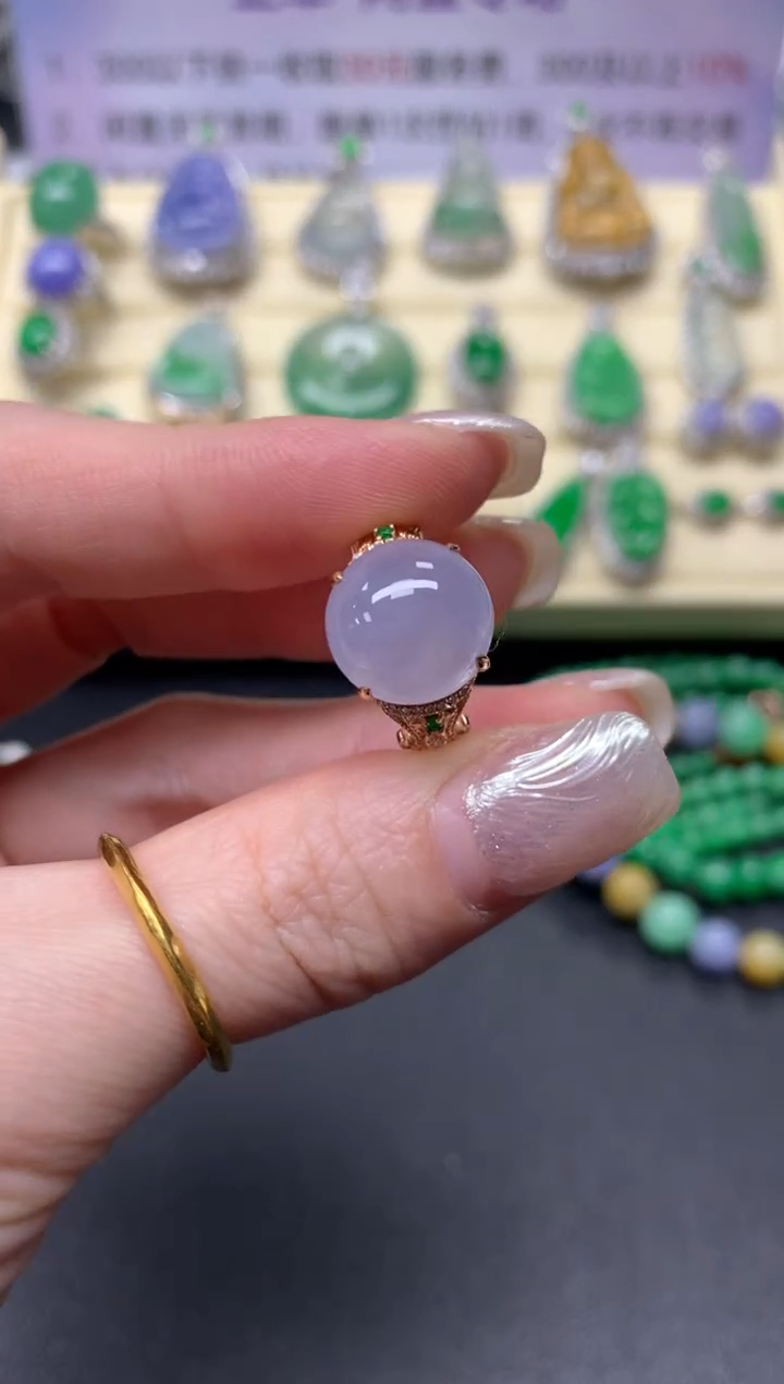 【闪购商品】翡翠戒指18K金镶嵌戒指|2800+280