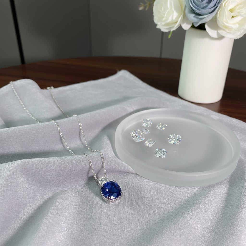 培育蓝宝石YX-典藏-尊享高奢-皇家蓝宝石-豪镶注厚金吊坠y130