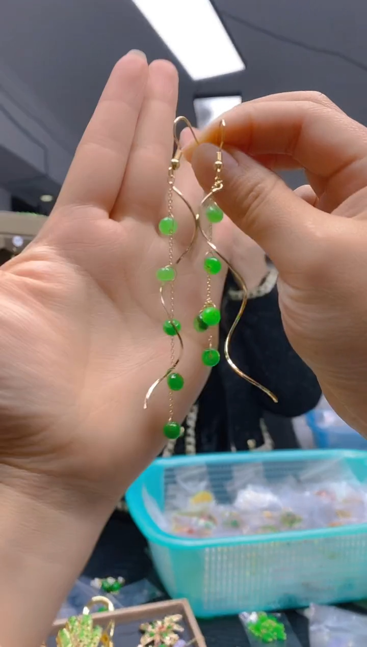 【闪购商品】翡翠耳饰合金0399翡翠耳钩