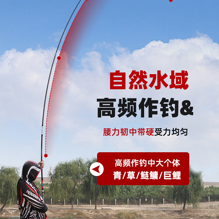 炮杆高硬度钓鱼竿超轻超硬炮杆鲫鱼竿19调8H大物竿鲢鳙杆13米