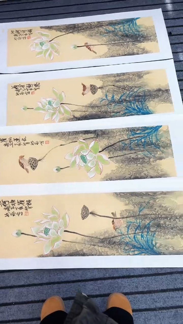 精品国画花鸟作品条屏