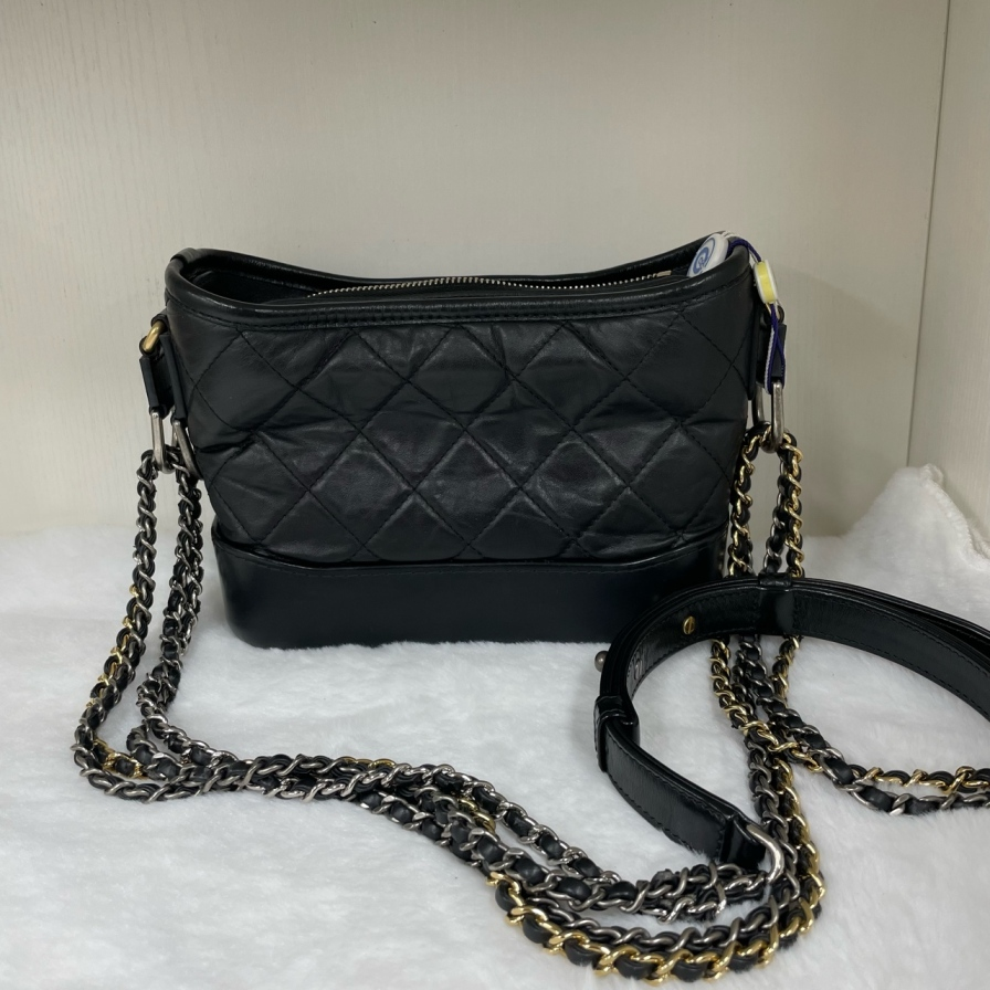 95新 Chanel/香奈儿 外场/流浪小号黑金 单肩包