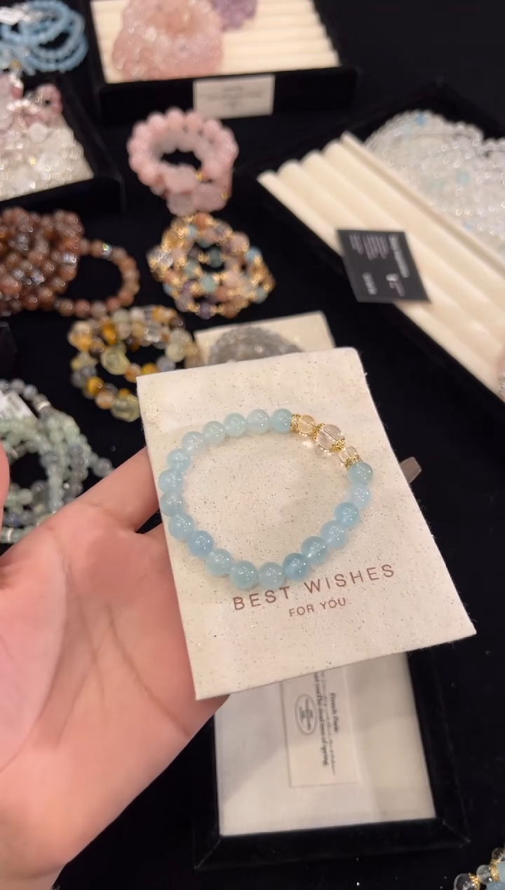 【闪购商品】水晶手链合金海蓝宝手链x932