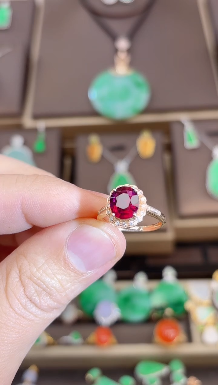 【闪购商品】碧玺戒指18K金镶嵌戒指