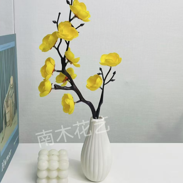 仿真梅花枝仿真花新中式客厅桌面摆件仿真腊梅花餐桌室内瓶插花
