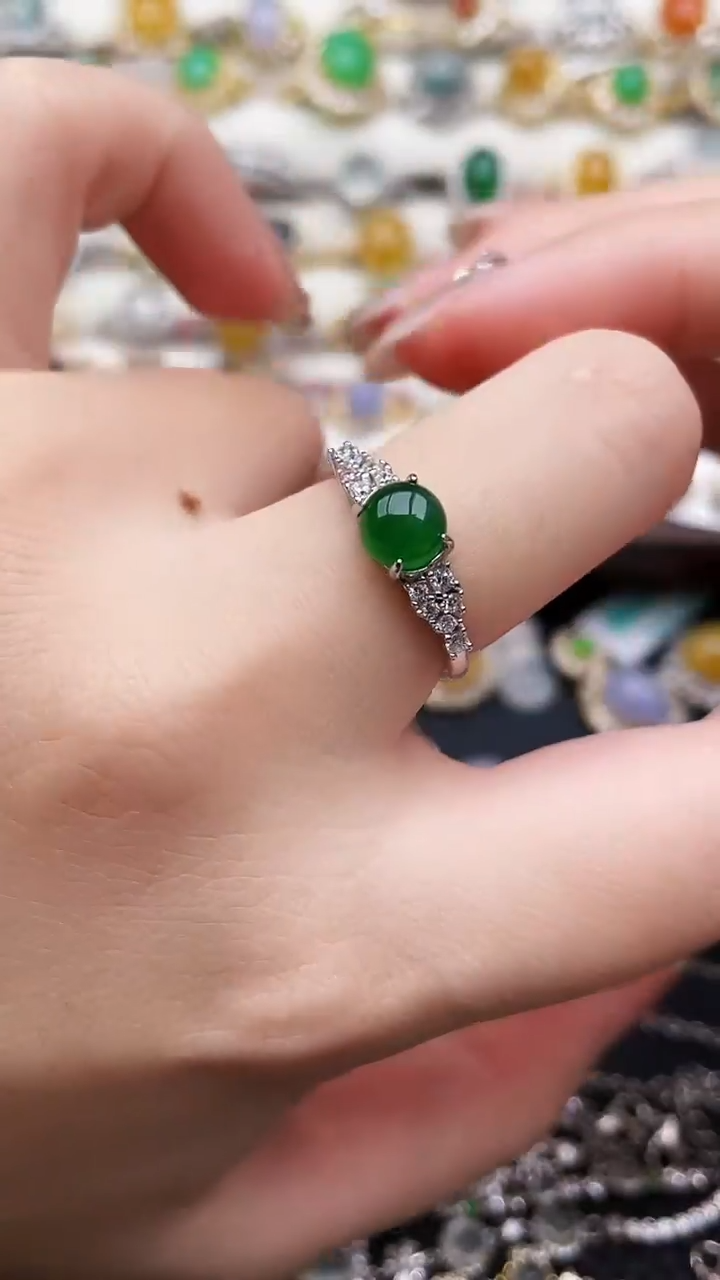 银S925镶嵌戒指翡翠136