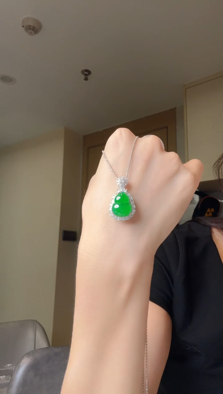 翡翠银S925镶嵌吊坠(不含链)天然翡翠吊坠