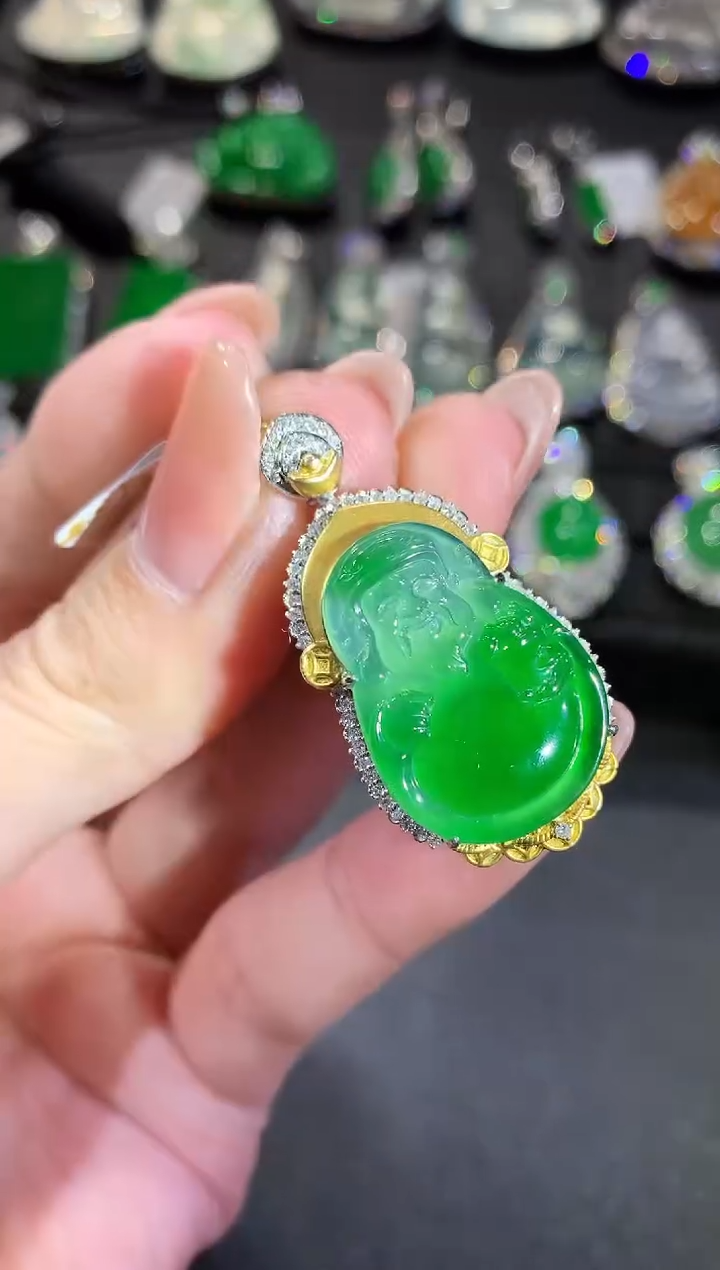 【闪购商品】翡翠吊坠(不含链)18K金镶嵌53-米爷