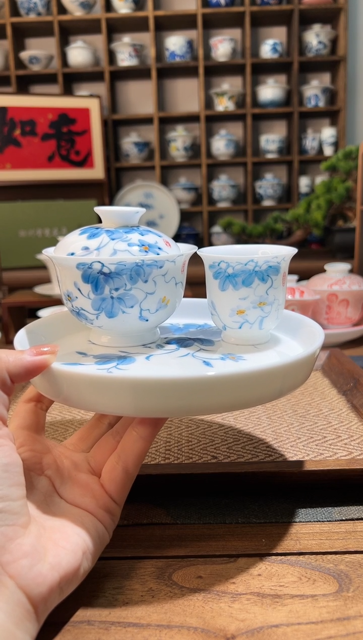 【闪购商品】牵牛花大盖碗+主人杯+壶承  