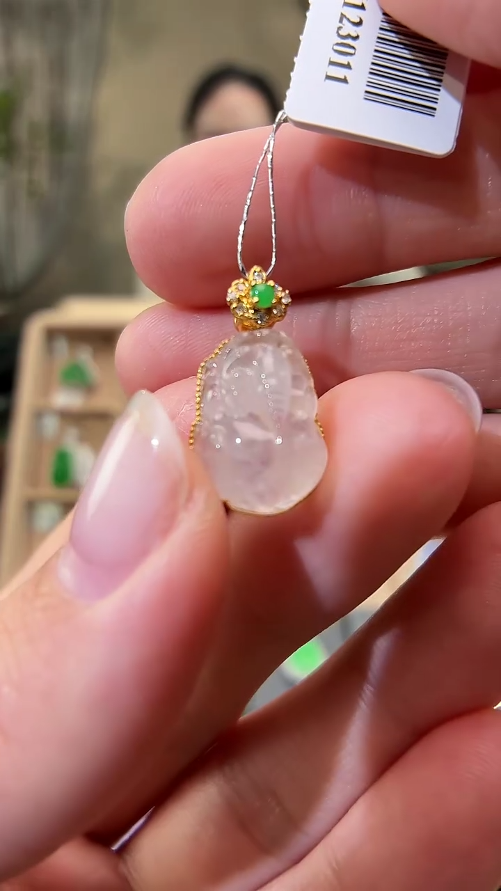 吊坠(不含链)18K金镶嵌翡翠翡翠