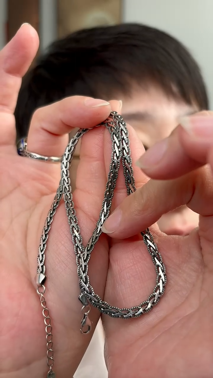 无链子925银纯银项链丝带87