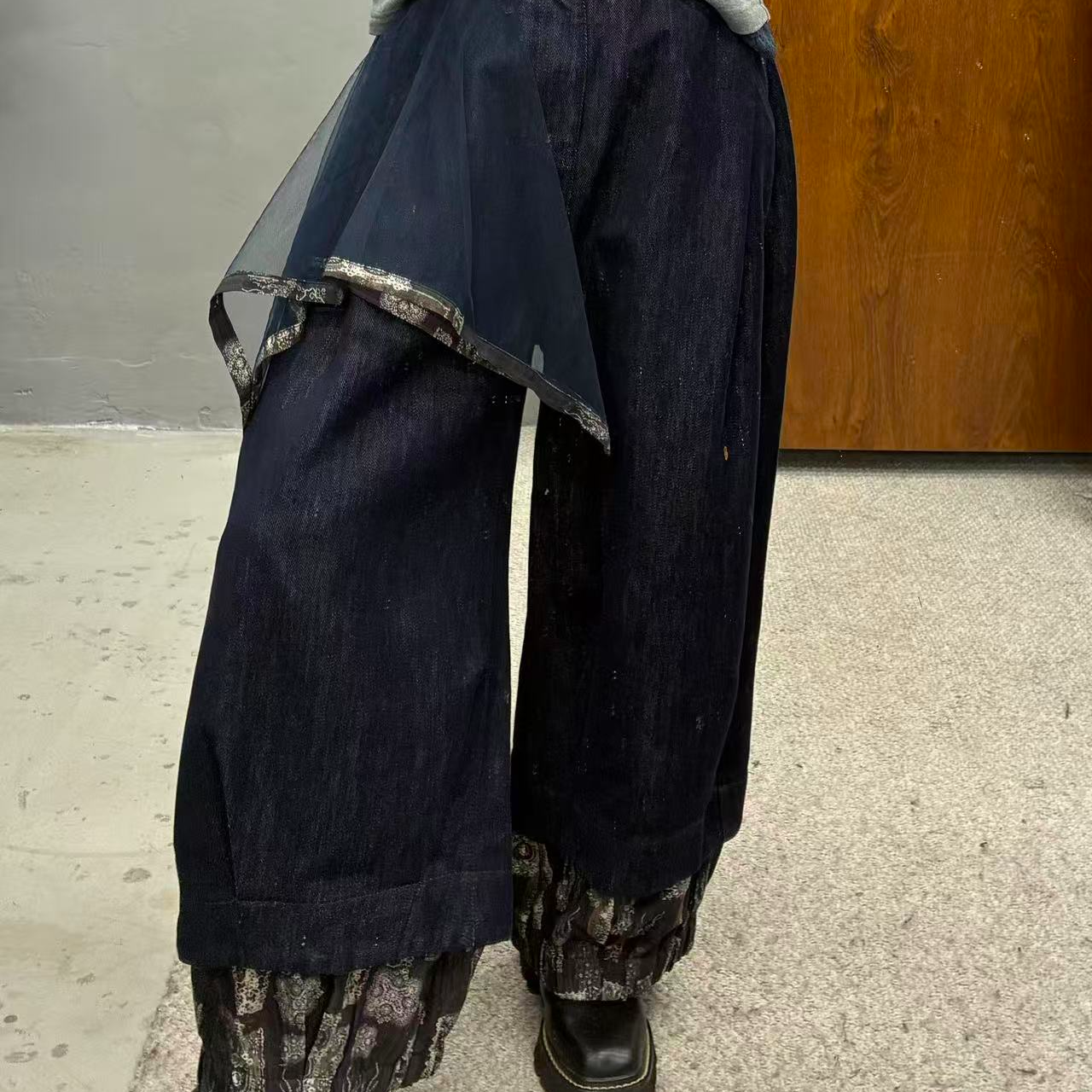 法式时尚套装设计师紧腰宽松牛仔INS风时尚休闲风3962